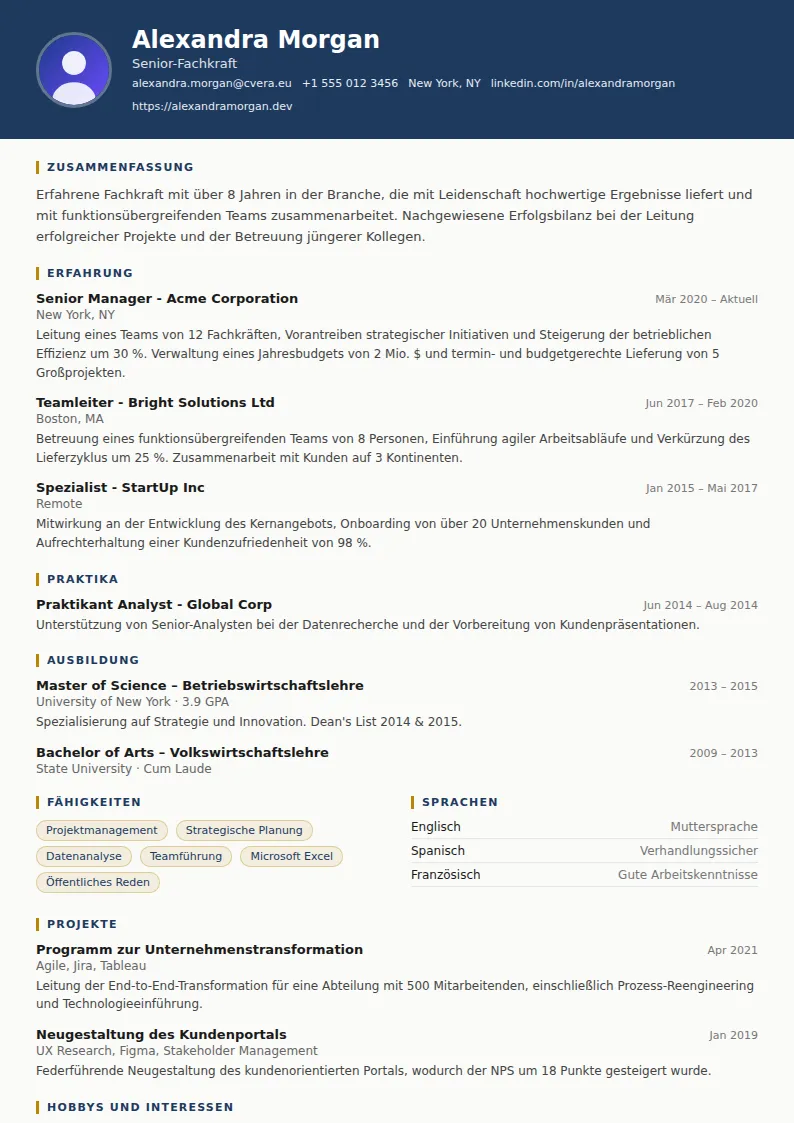 Lebenslauf-Vorlage Legal