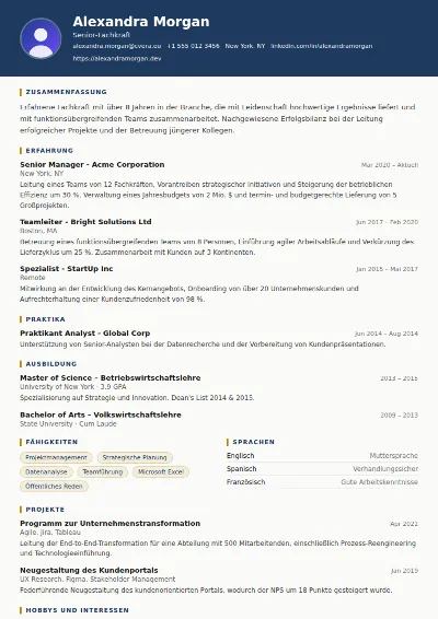 Lebenslauf-Vorlage Legal