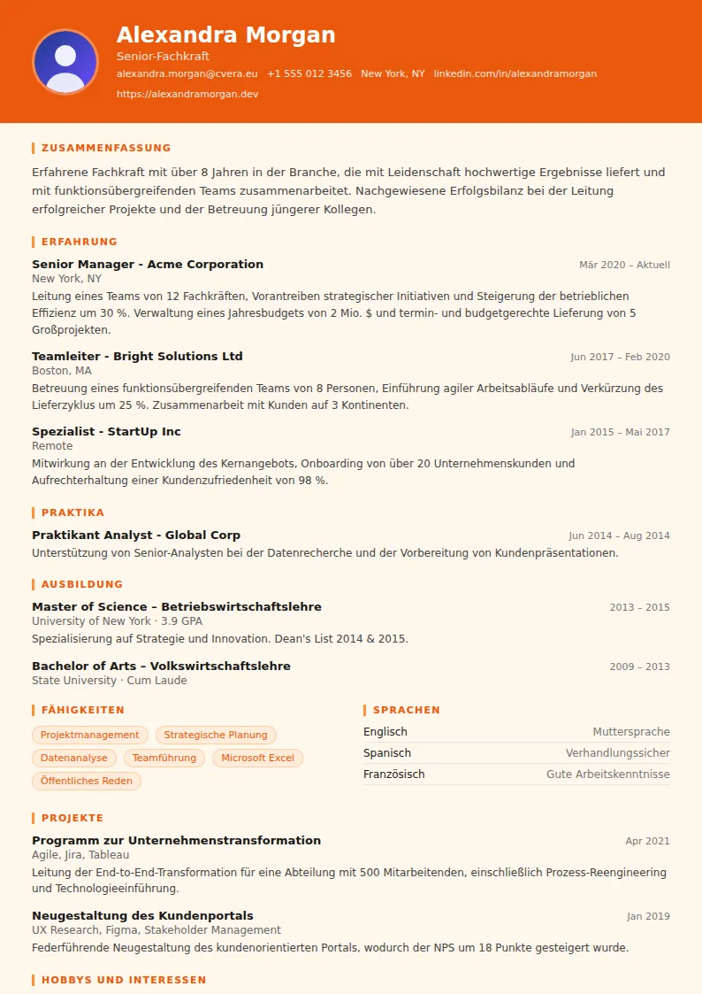 Lebenslauf-Vorlage Logistics