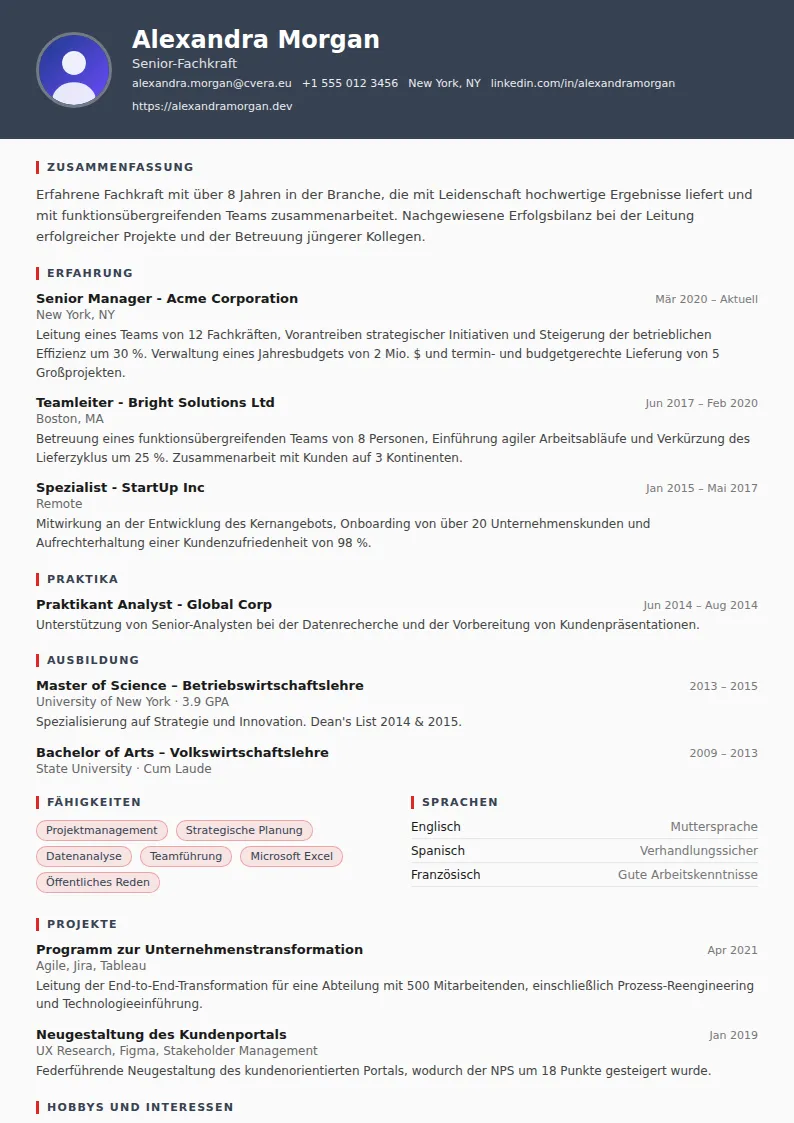 Lebenslauf-Vorlage Mechanic