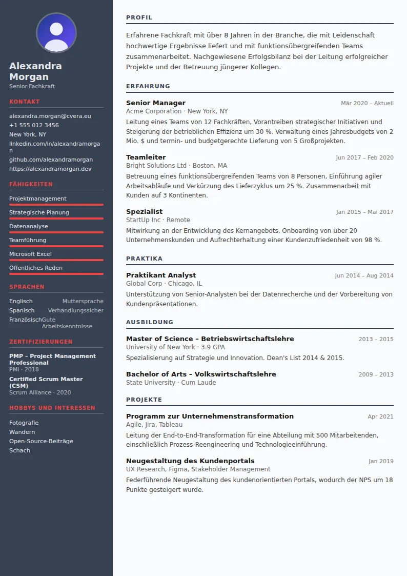 Lebenslauf-Vorlage Mechanical Engineer