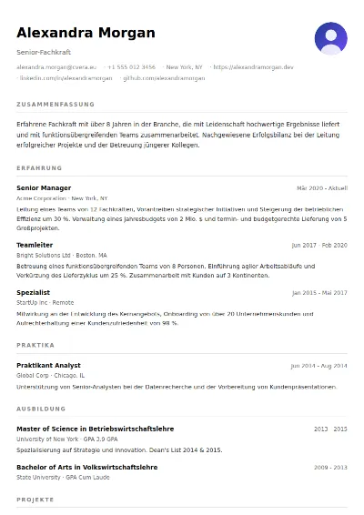 Lebenslauf-Vorlage Minimalist