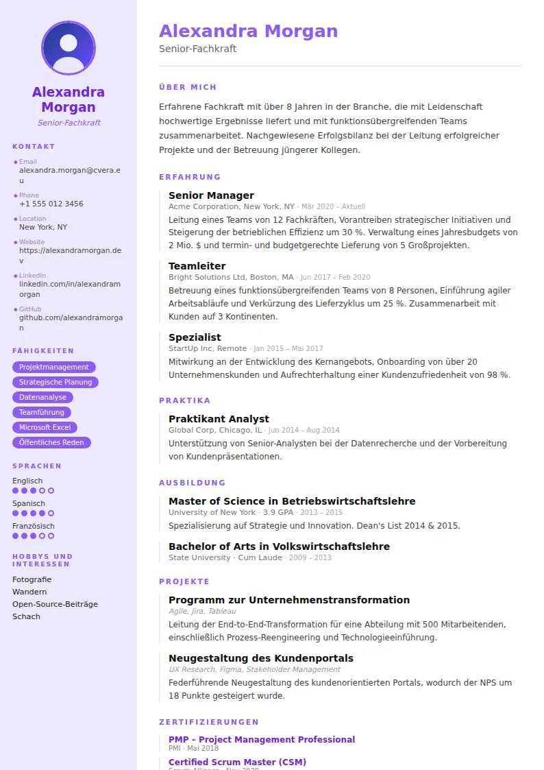 Lebenslauf-Vorlage Pastel
