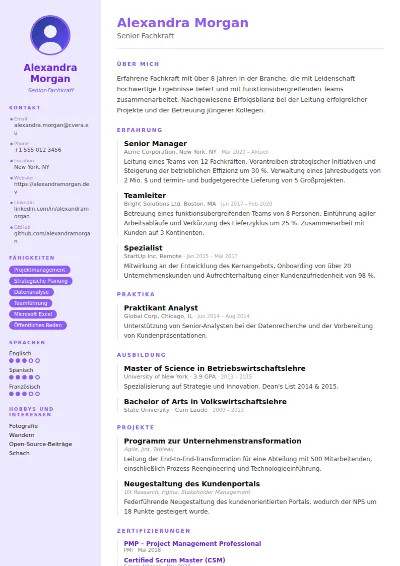 Lebenslauf-Vorlage Pastel