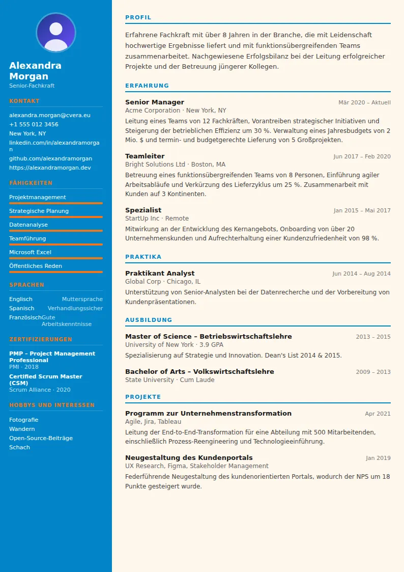 Lebenslauf-Vorlage Physiotherapist
