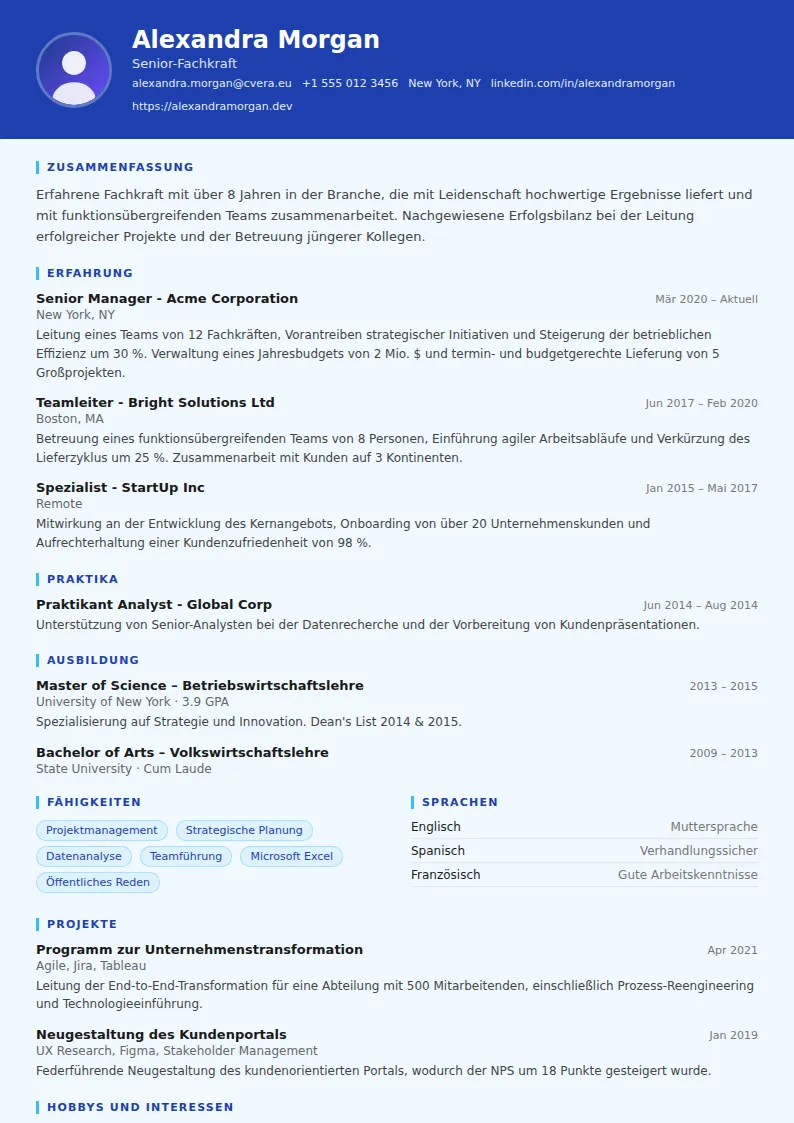 Lebenslauf-Vorlage Plumber