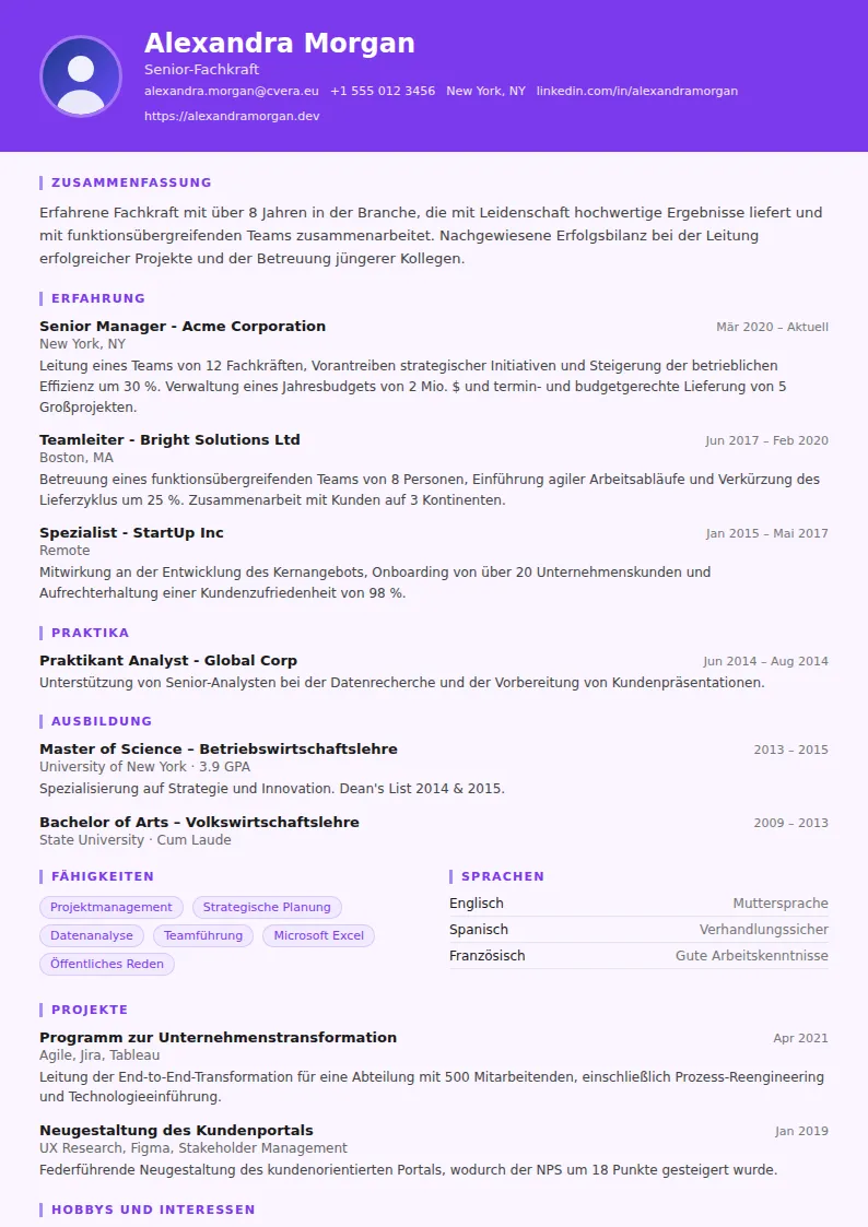 Lebenslauf-Vorlage Psychologist