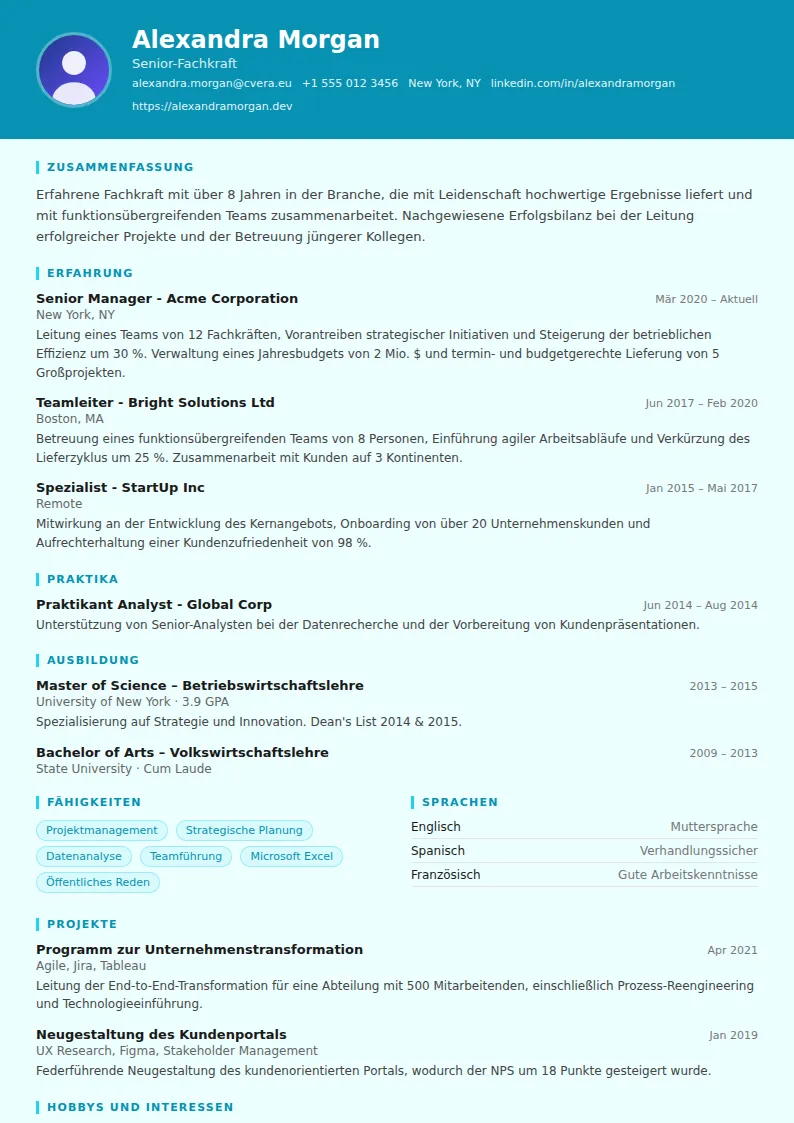 Lebenslauf-Vorlage Social Worker
