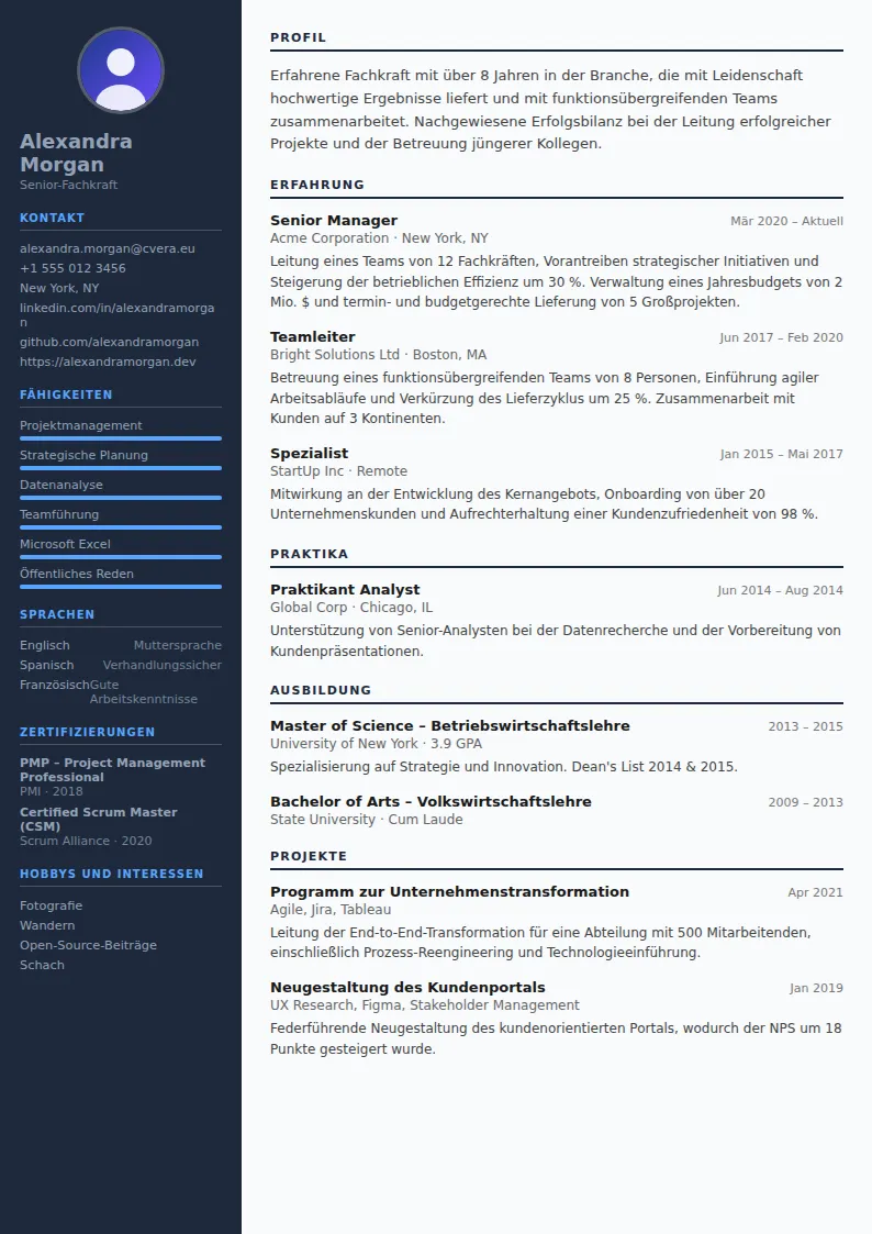 Lebenslauf-Vorlage Software Engineer