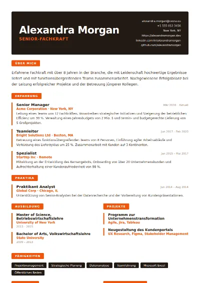 Lebenslauf-Vorlage Tangerine
