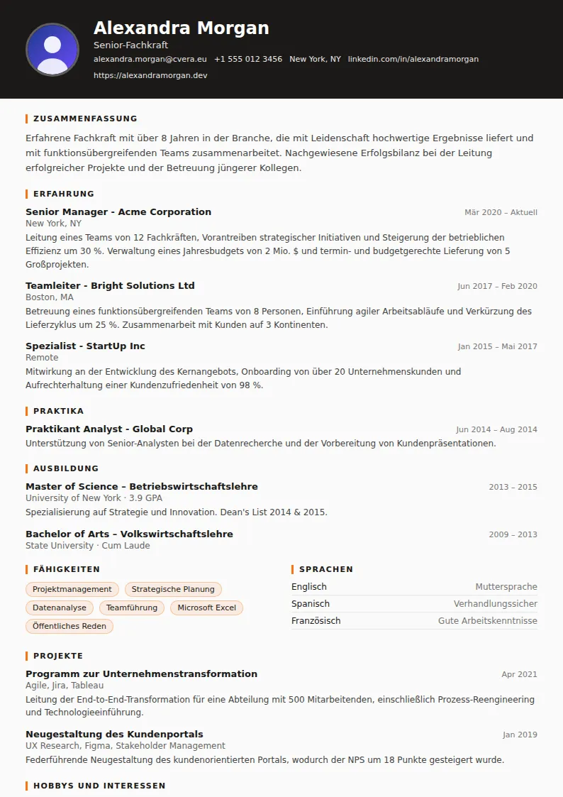 Lebenslauf-Vorlage Truck Driver