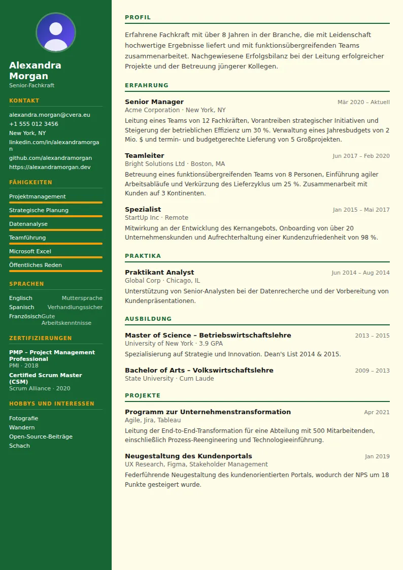 Lebenslauf-Vorlage Veterinarian