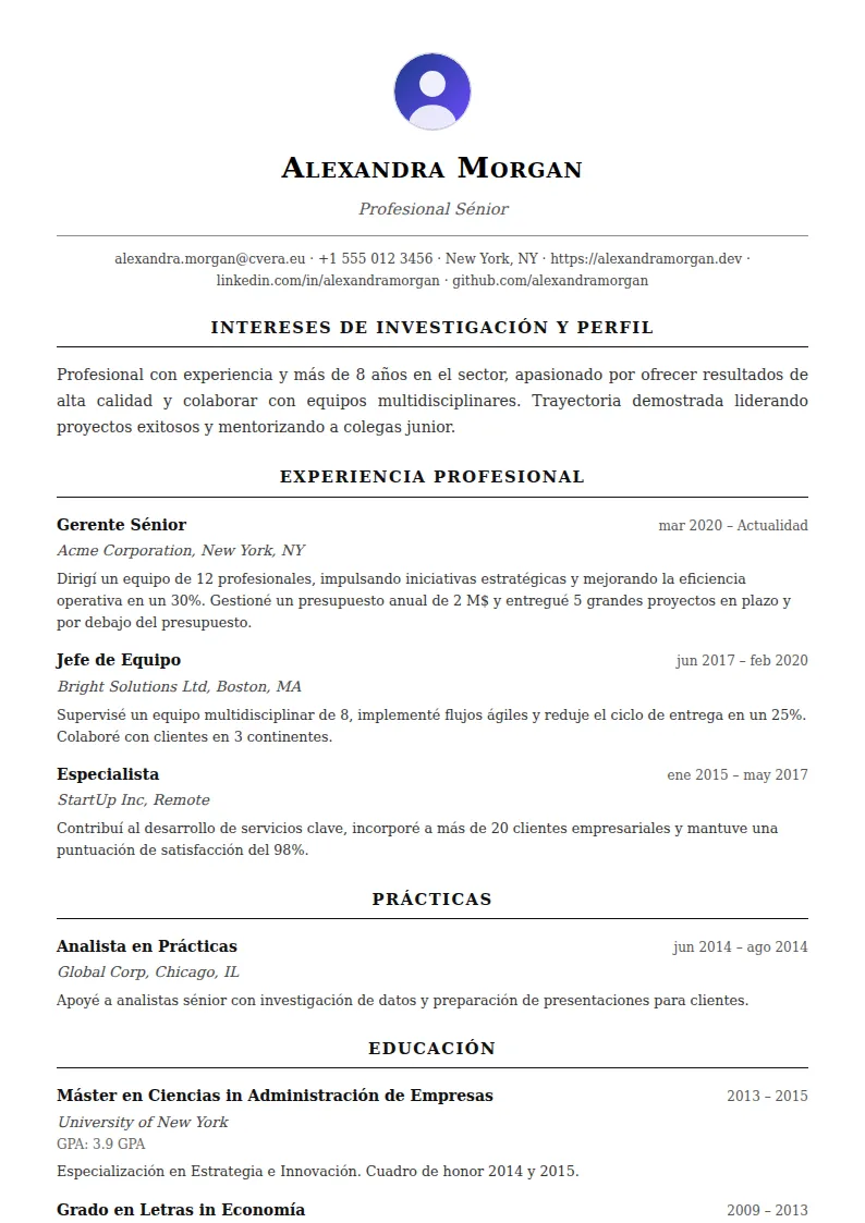Plantilla de CV Academic
