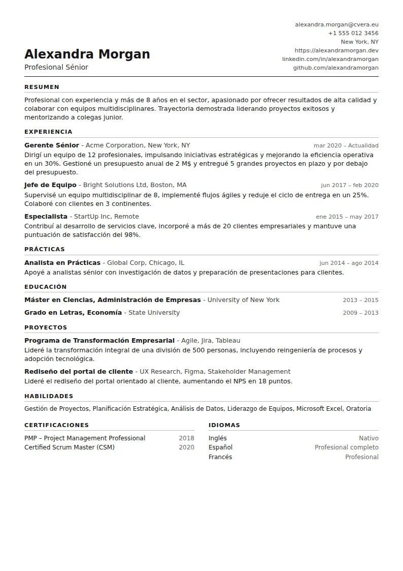 Plantilla de CV ATS Compact
