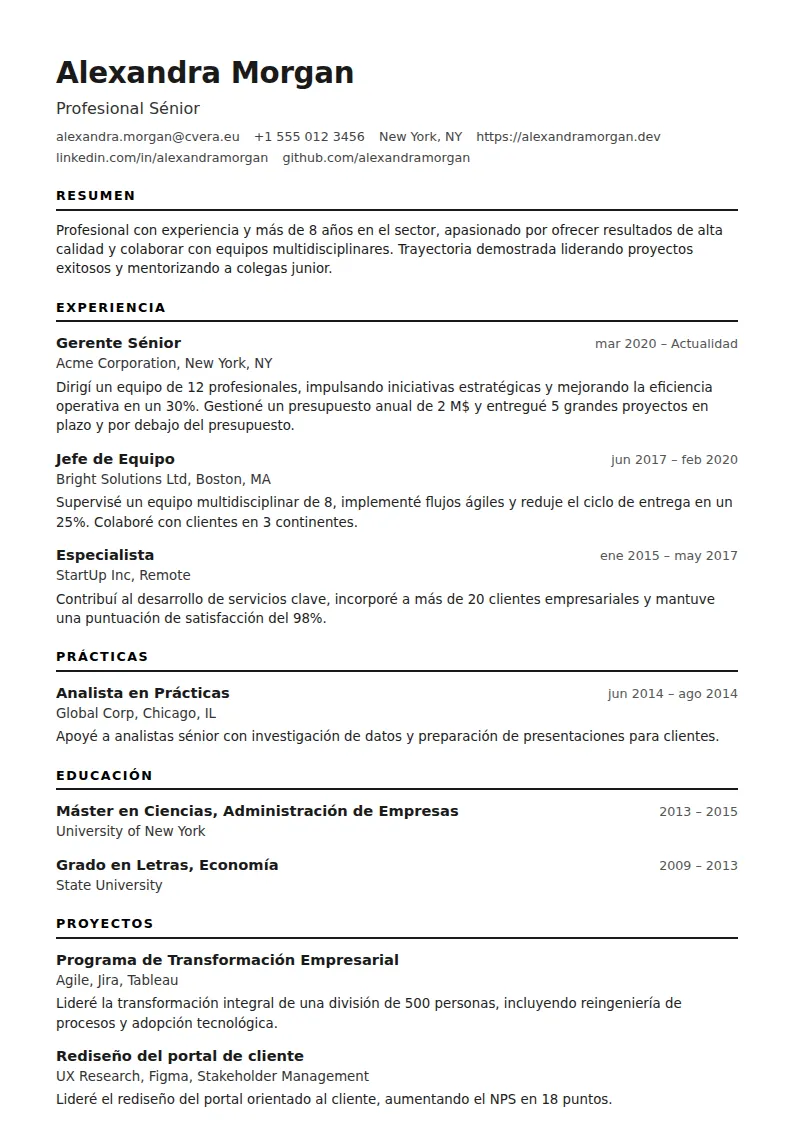 Plantilla de CV ATS Modern