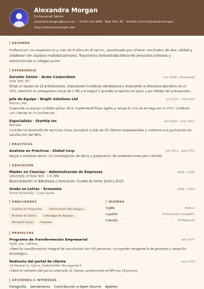 Plantilla de CV Barista