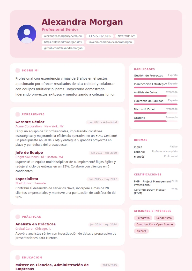 Plantilla de CV Bloom