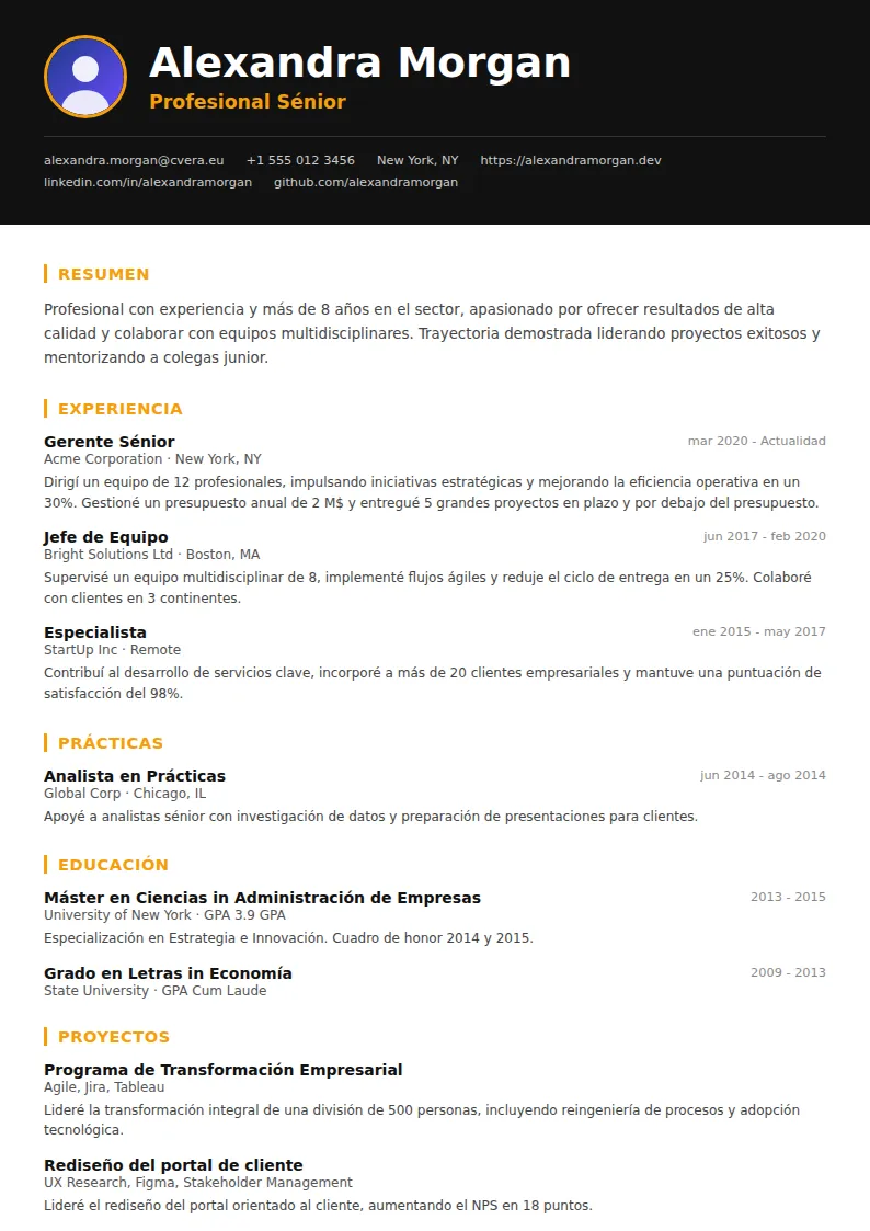 Plantilla de CV Bold