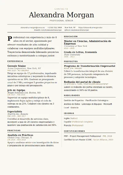 Plantilla de CV Broadsheet