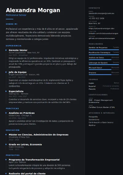 Plantilla de CV Carbon