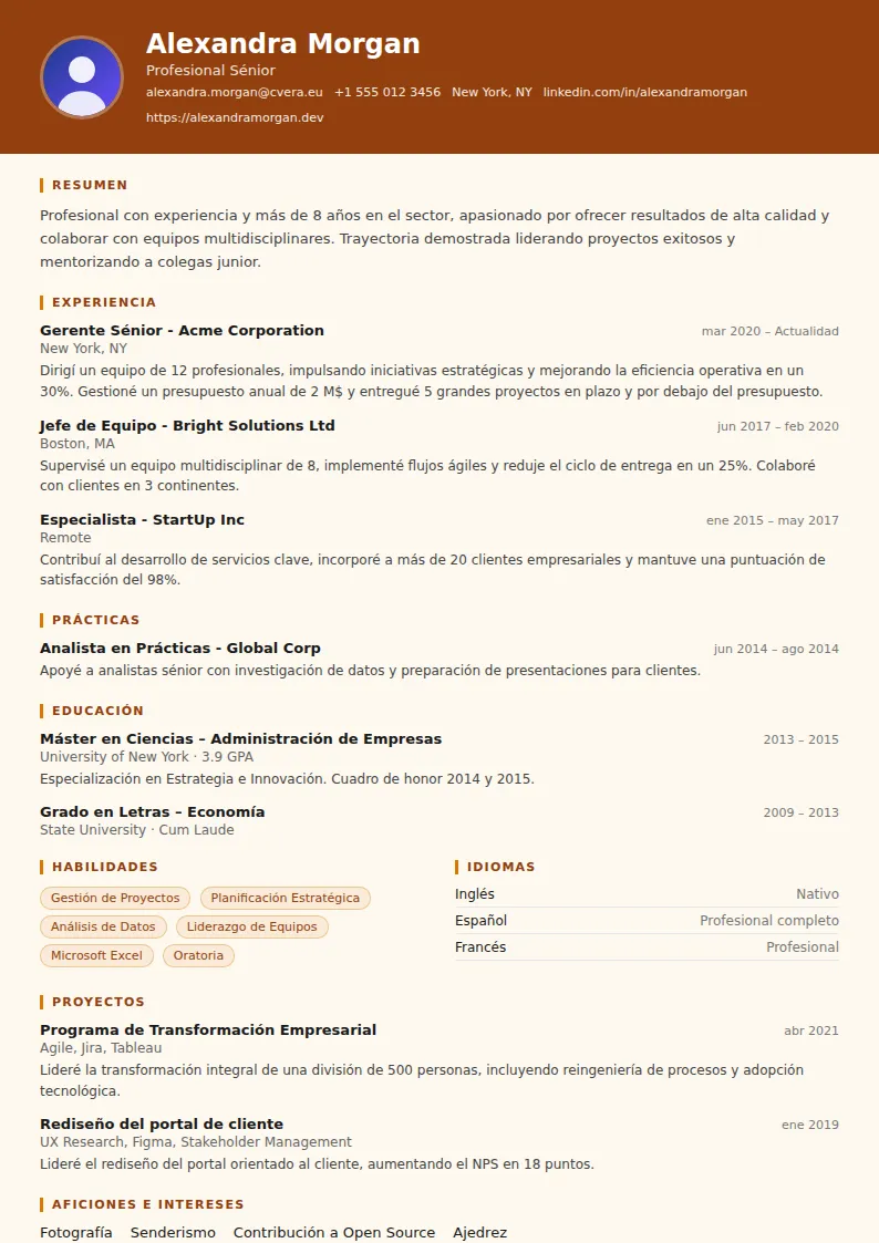 Plantilla de CV Carpenter