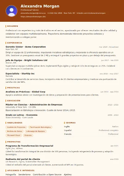 Plantilla de CV Carpenter