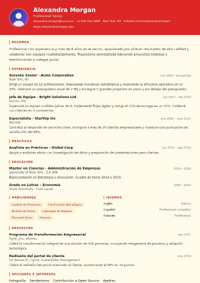 Plantilla de CV Chef