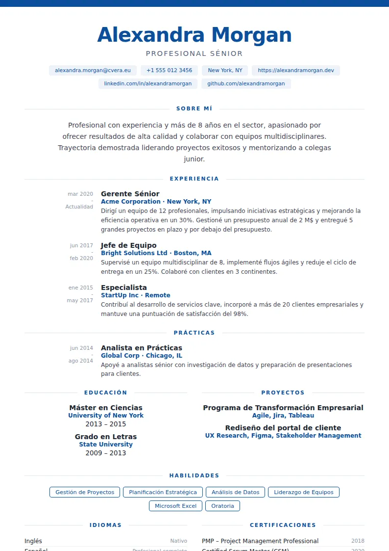 Plantilla de CV Cobalt