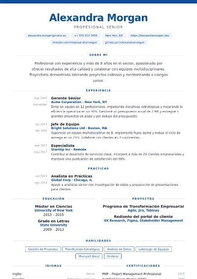 Plantilla de CV Cobalt