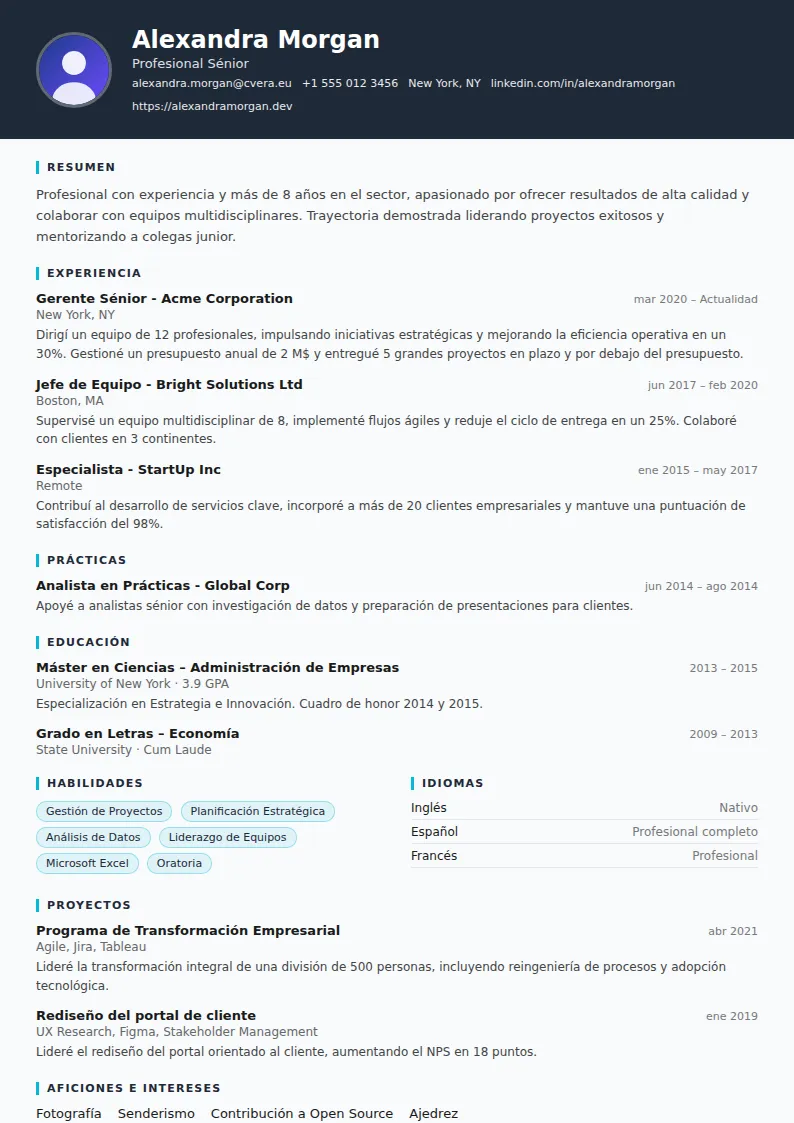 Plantilla de CV Consultant