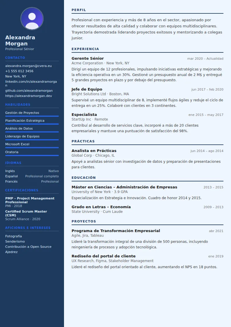 Plantilla de CV Economist