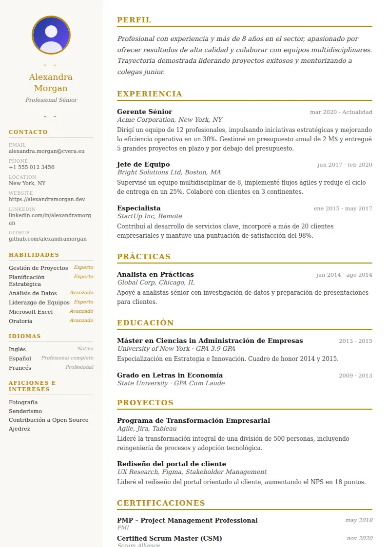 Plantilla de CV Elegant