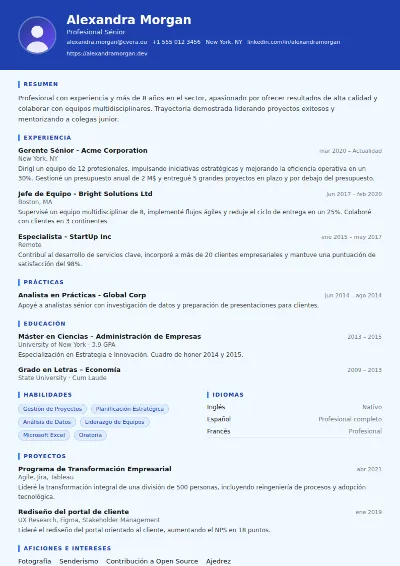 Plantilla de CV Financial Analyst