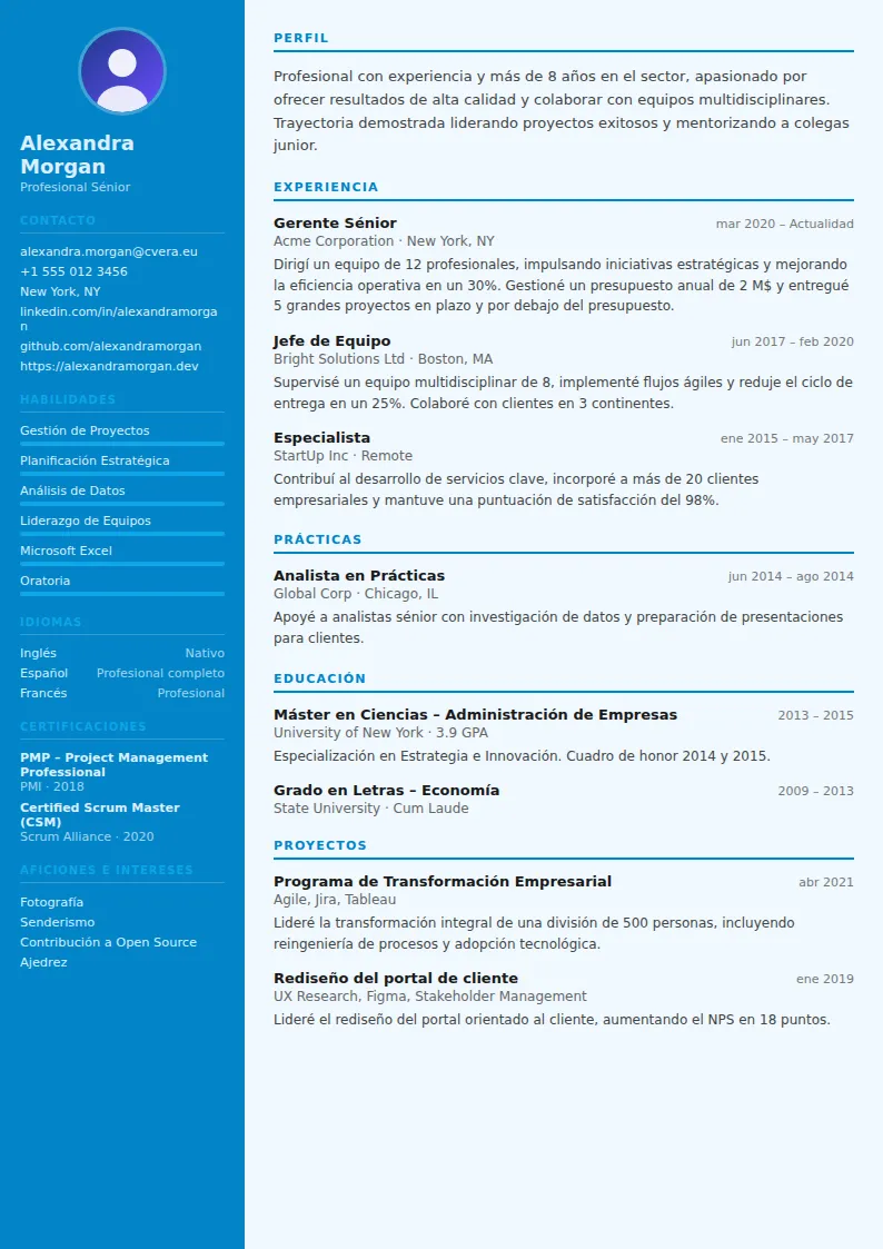 Plantilla de CV Flight Attendant