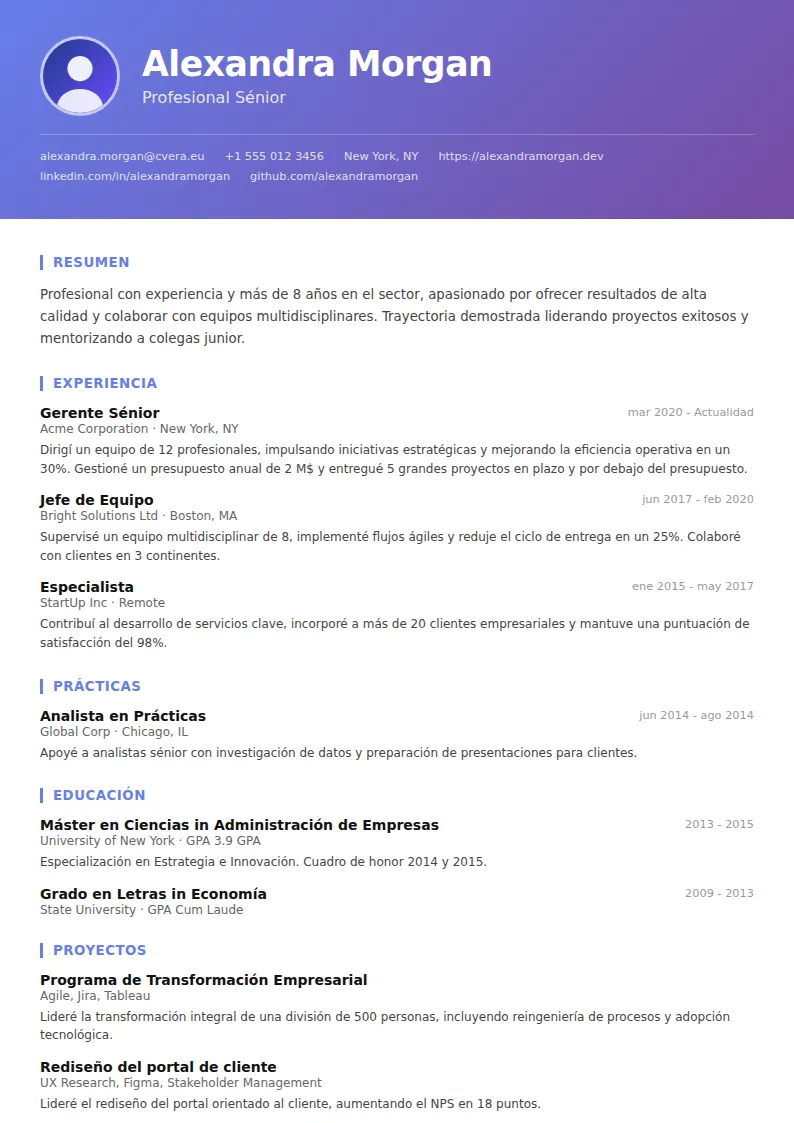 Plantilla de CV Gradient