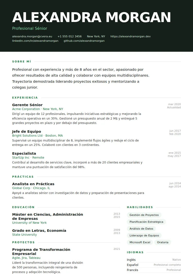 Plantilla de CV Headline