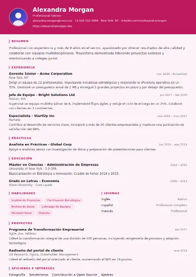 Plantilla de CV HR Manager