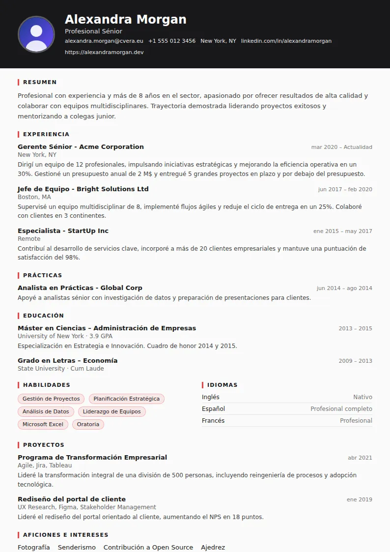 Plantilla de CV Journalist