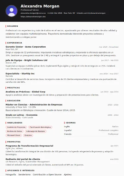 Plantilla de CV Journalist