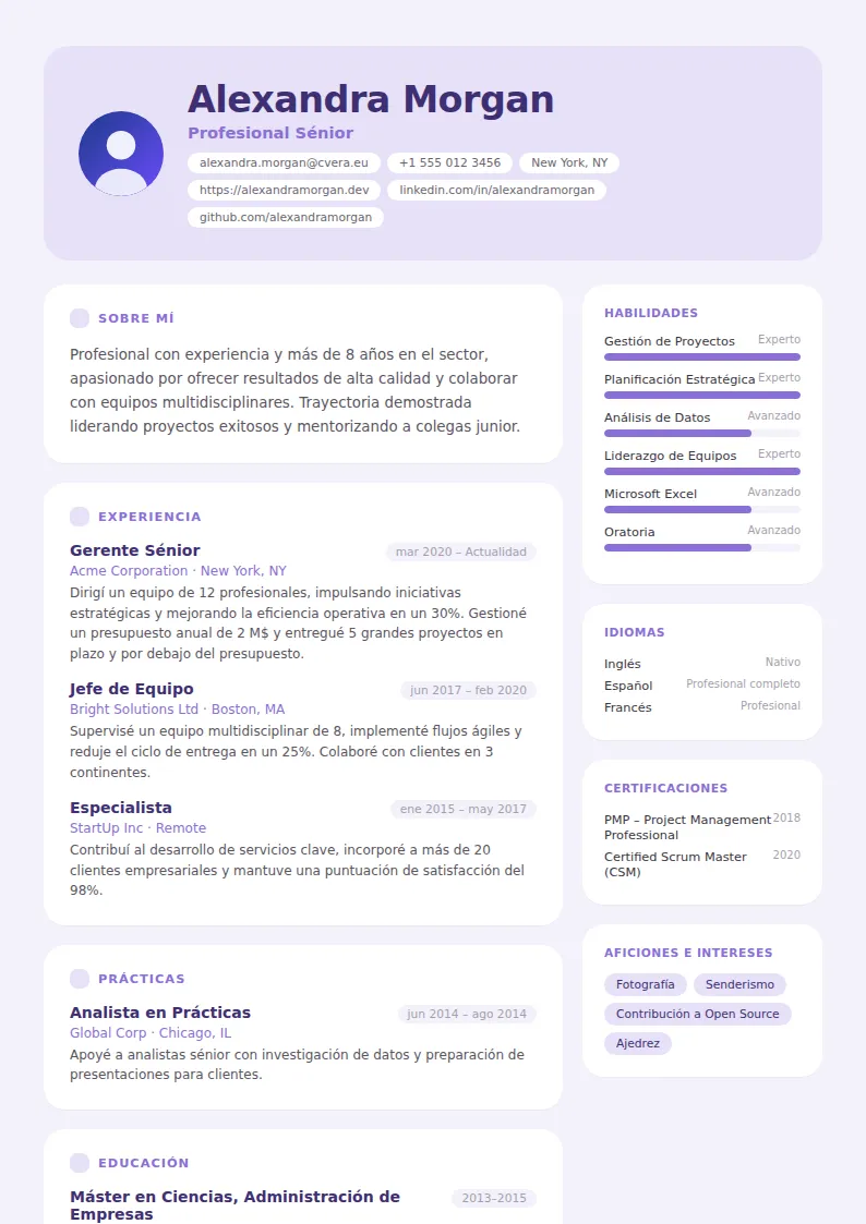 Plantilla de CV Lilac