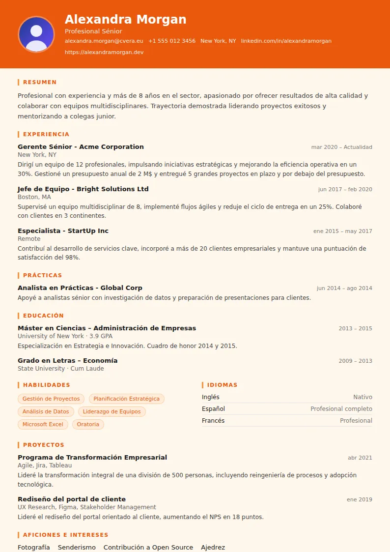 Plantilla de CV Logistics