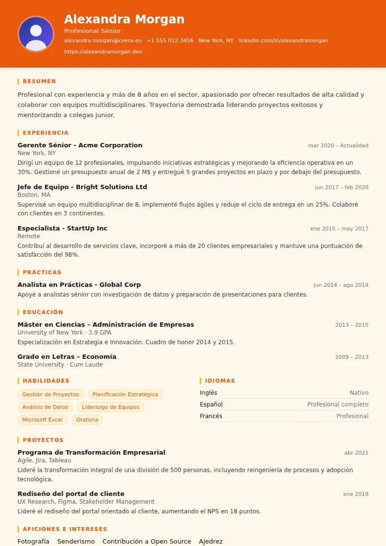 Plantilla de CV Marketing