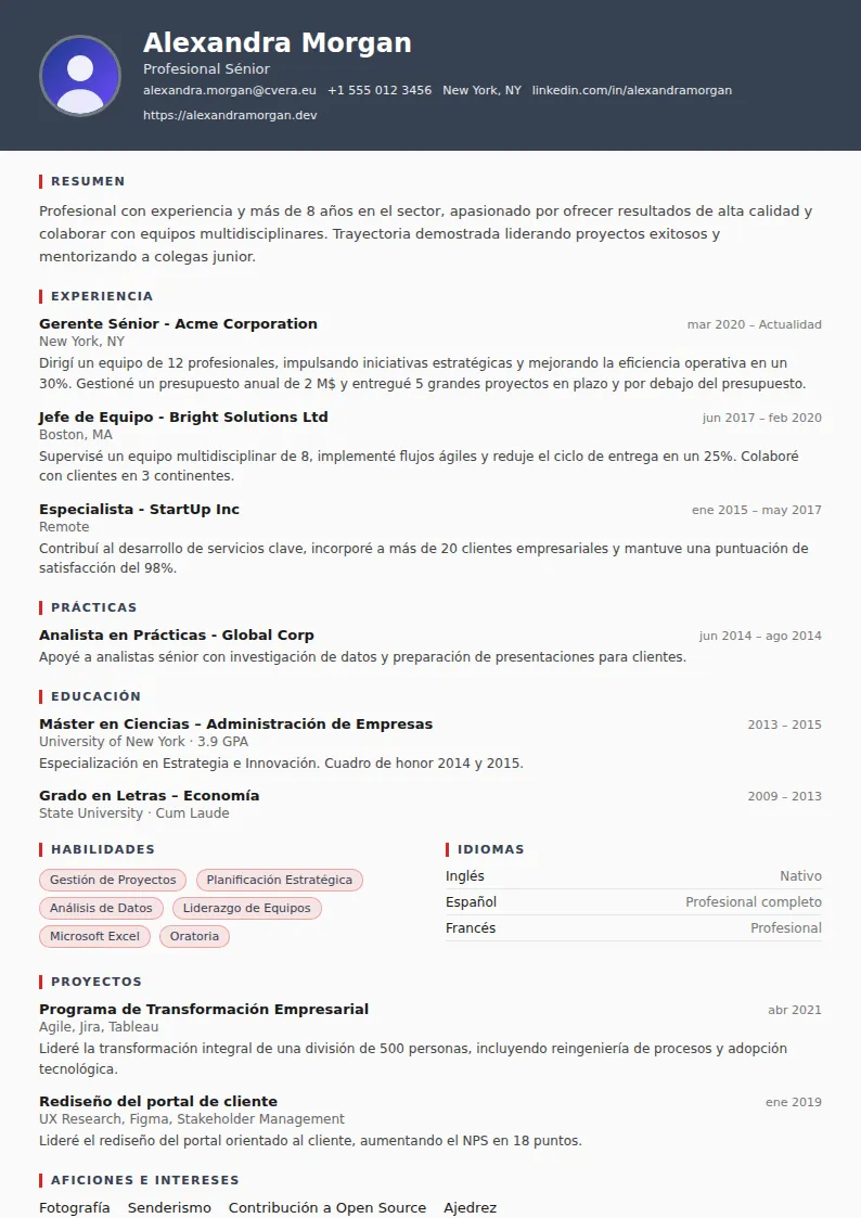 Plantilla de CV Mechanic