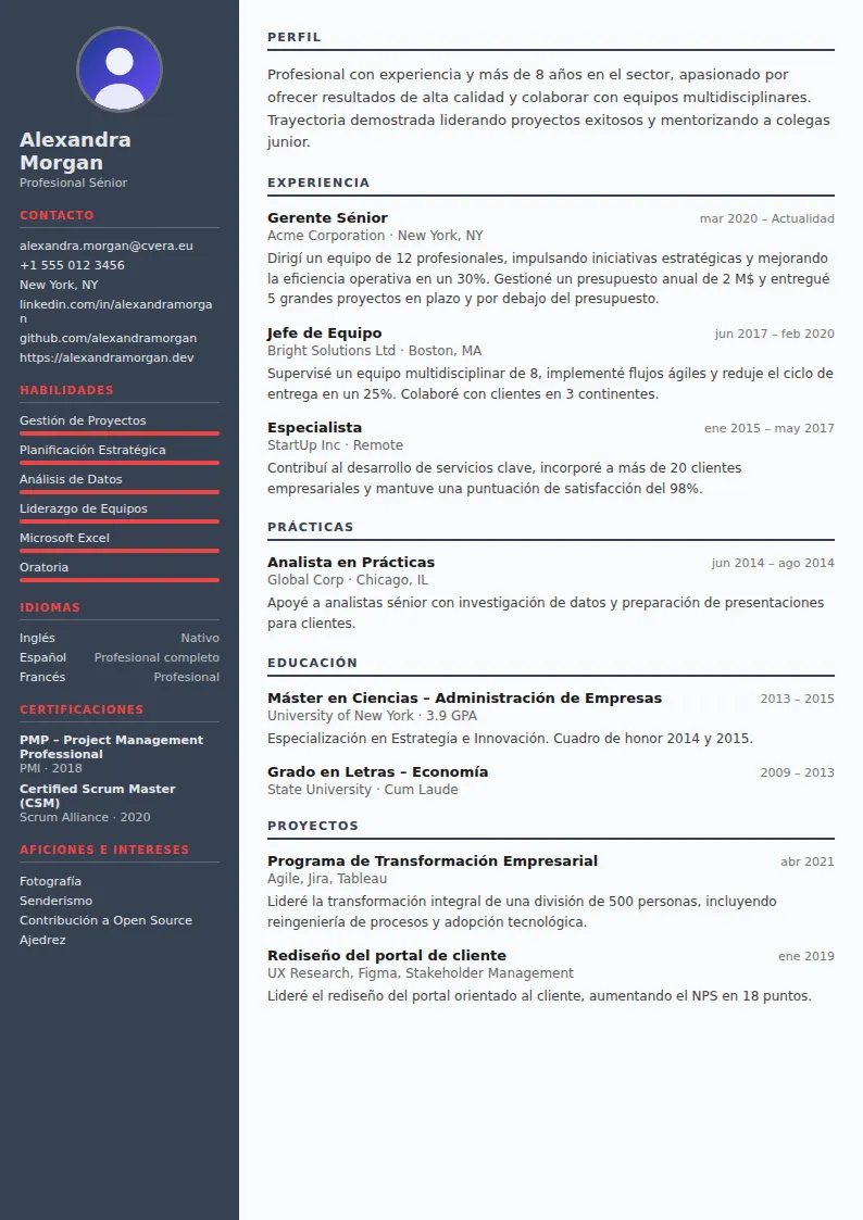 Plantilla de CV Mechanical Engineer