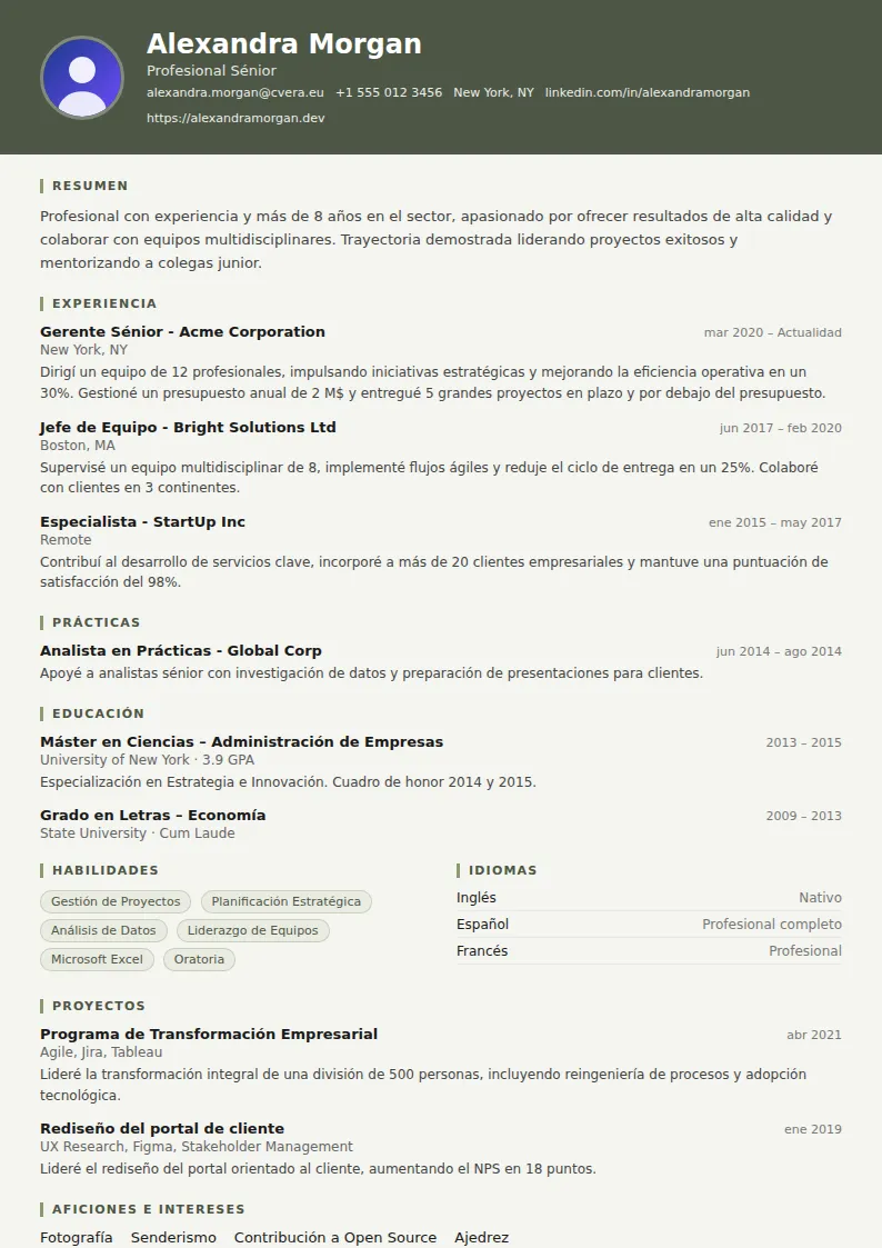 Plantilla de CV Military