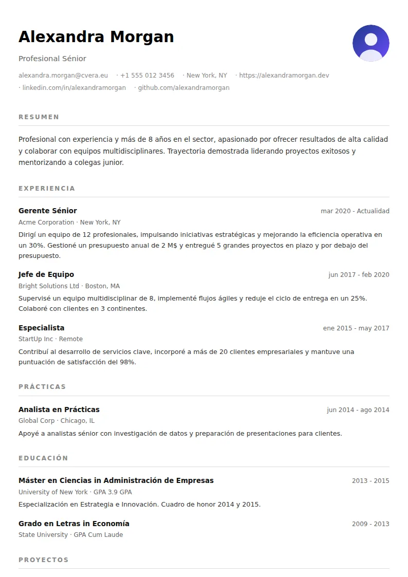 Plantilla de CV Minimalist