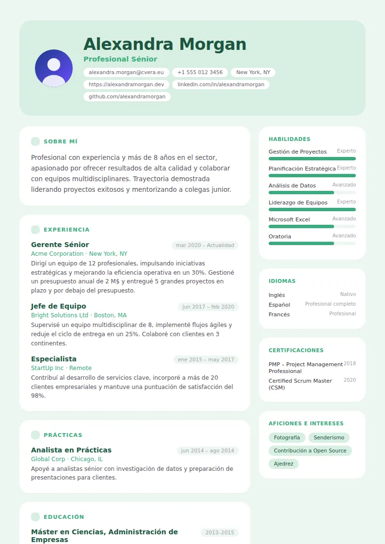 Plantilla de CV Mint