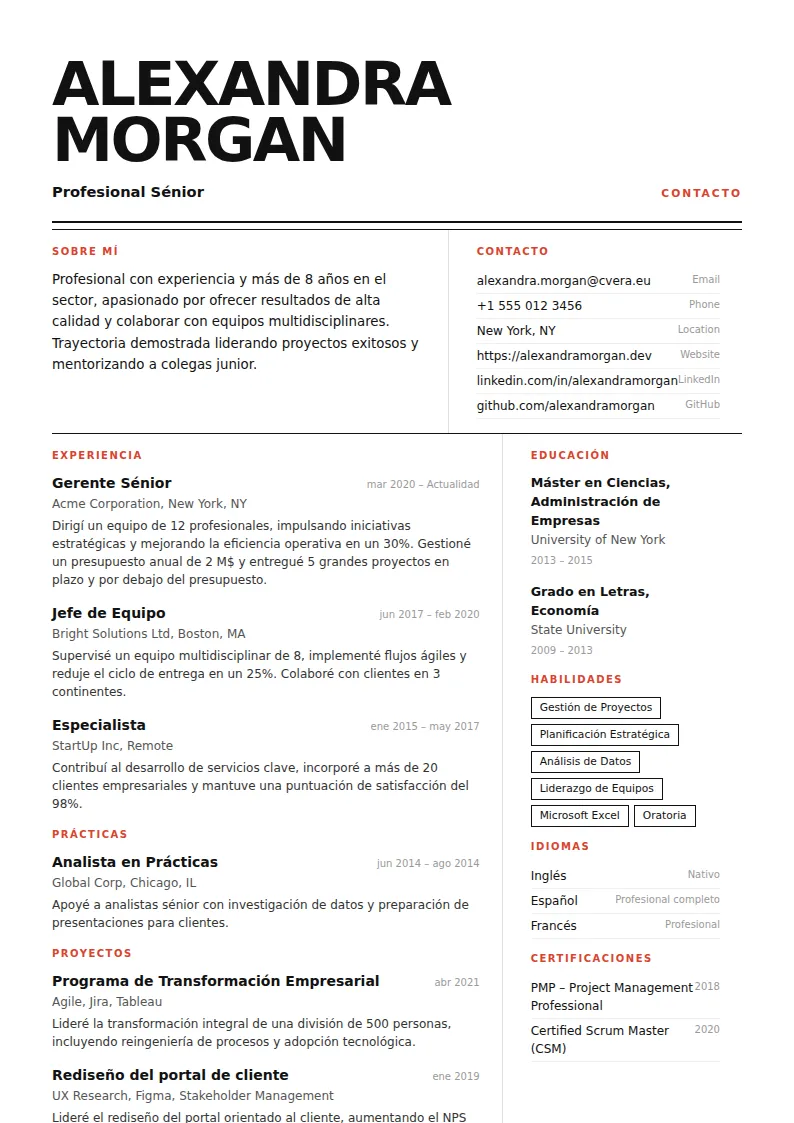 Plantilla de CV Monolith