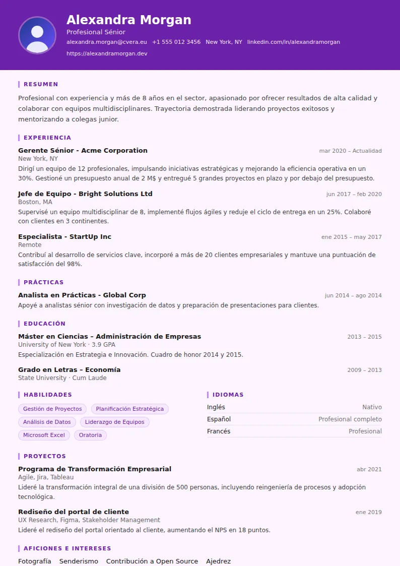 Plantilla de CV Musician