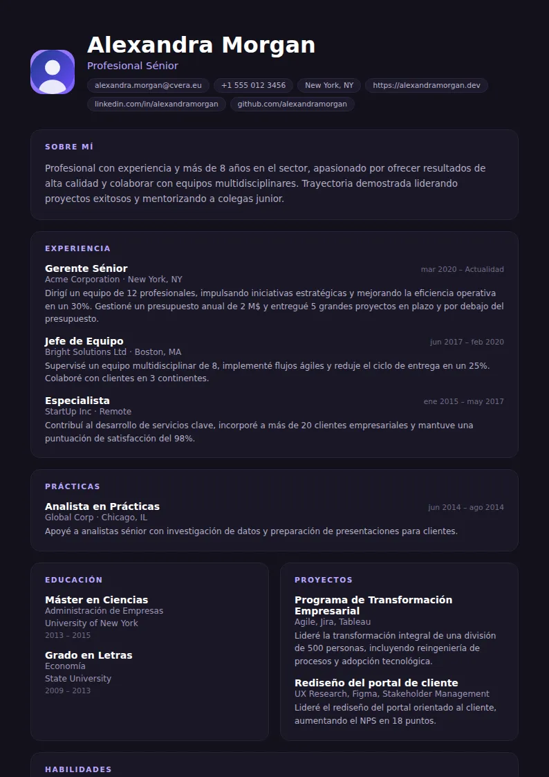 Plantilla de CV Nightshift